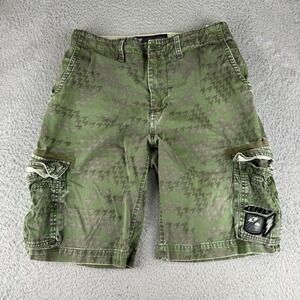 One‎ Industries Cargo Shorts Camo Green Y2k Rare Surf Skate Baggy Mens 32 Mx